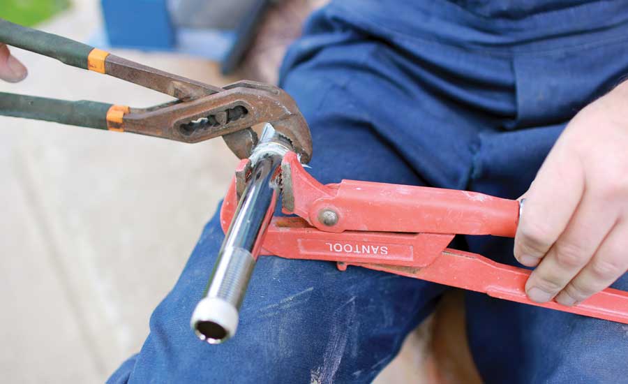 man using durable industrial tool 